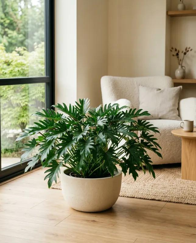 Philodendron Xanadu met diep ingesneden bladeren in bolvorm