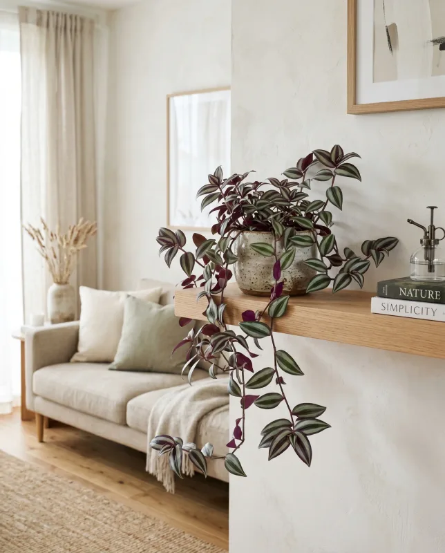 Tradescantia zebrina met zilver-paars gestreepte bladeren